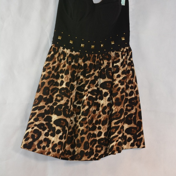 Animal Print Leopard Strapless Mini Dress SZ 11/12 Sele - Picture 6 of 11